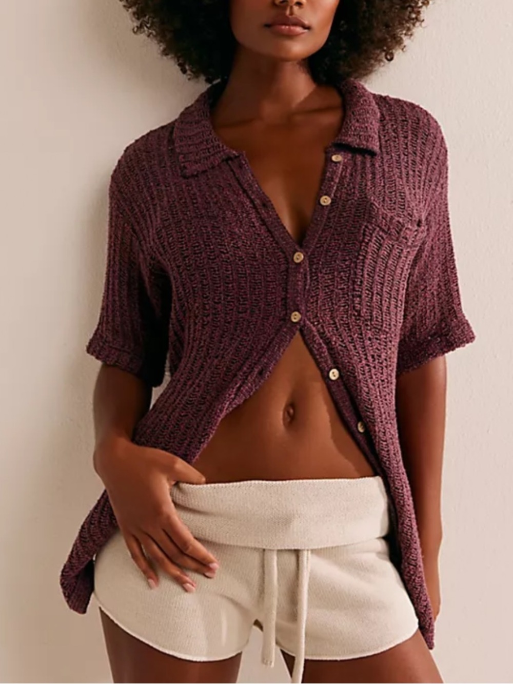 FP Beach Knit Button Down Shirt
